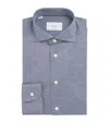 Eton Cotton Filo Di Scozia Contemporary Fit Shirt In Blue