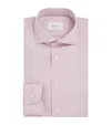 Eton Mens Orange Slim-fit Long-sleeved Cotton-twill Shirt In Brown
