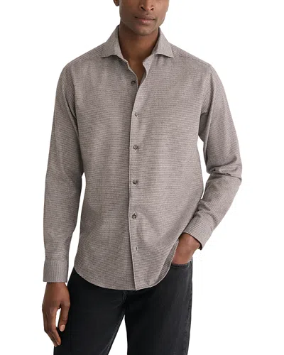 Eton Cotton Houndstooth Check Flannel Casual Shirt In Medium Grey