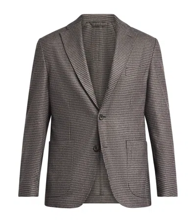 Eton Cotton Houndstooth Single-breasted Blazer In Gray