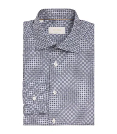 Eton Cotton Medallion Print Shirt In Blue