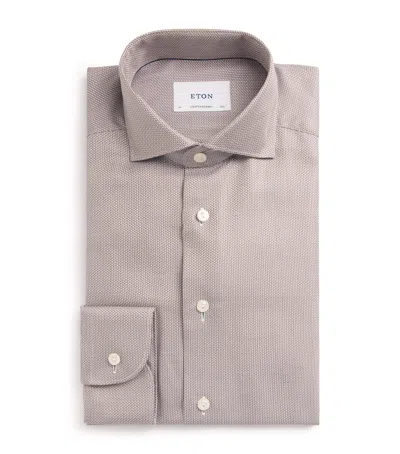 Eton Cotton Patterned Contemporary Fit Shirt In Neutral