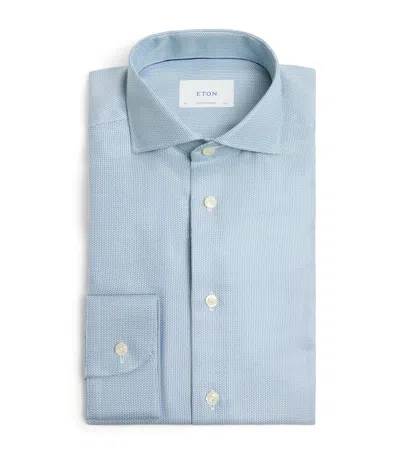 Eton Cotton Patterned Contemporary Fit Shirt In Blue