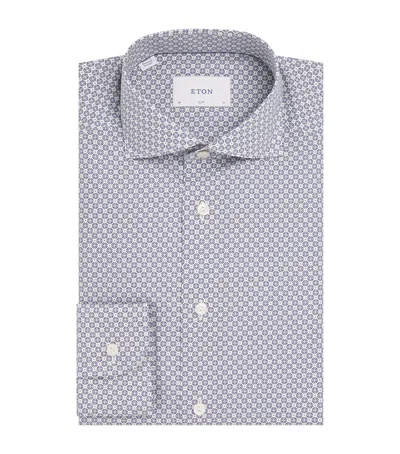 Eton Cotton Signature Twill Medallion Print Shirt In Gray