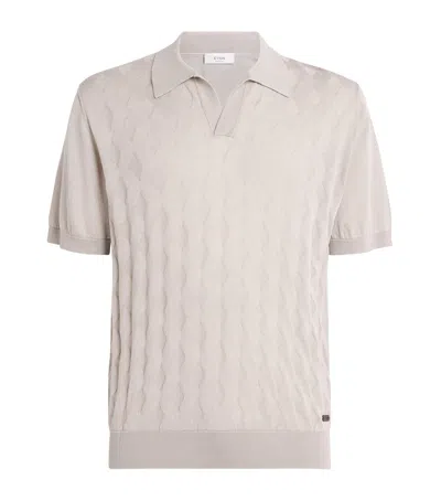 Eton Cotton-silk Argyle Polo Shirt In Neutral