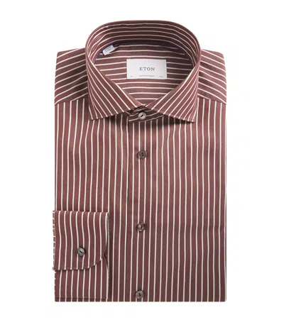 Eton Cotton-silk Stripe Shirt In Red