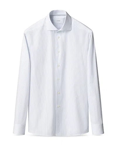 Eton Cotton Slim Fit Fine Stripe Shirt In White