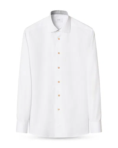 Eton Cotton Slim Fit Geo Detail Solid Shirt In White