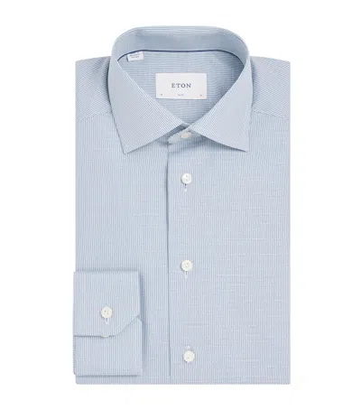 Eton Cotton Stripe Dobby Shirt In Blue