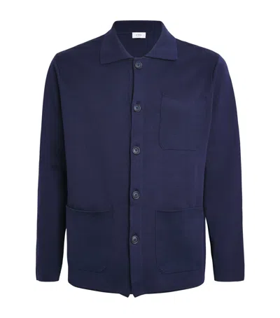 Eton Cotton Three-pocket Overshirt In Blue