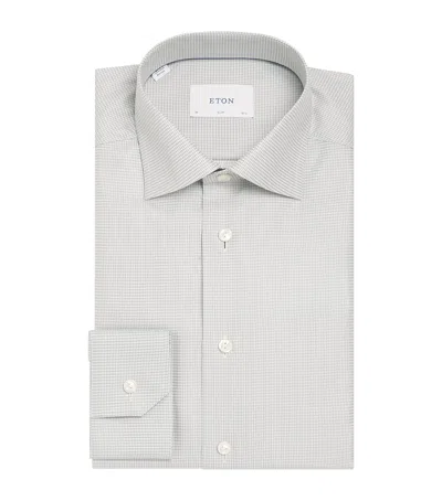 Eton Cotton Twill Houndstooth Shirt In White