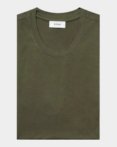 Eton Cotton-silk Crewneck T-shirt In Green