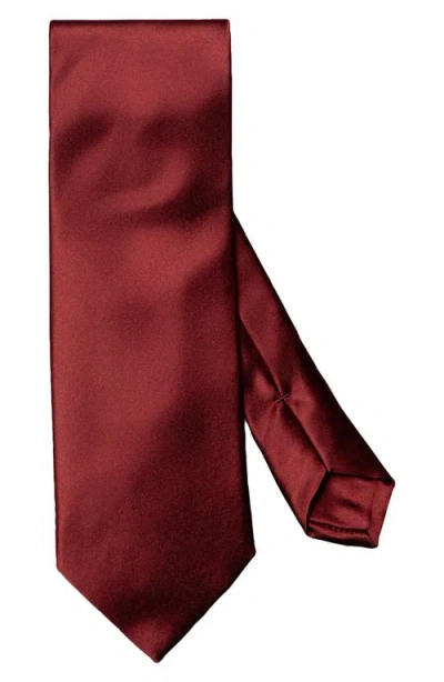 Eton Solid Satin Silk Tie In Red