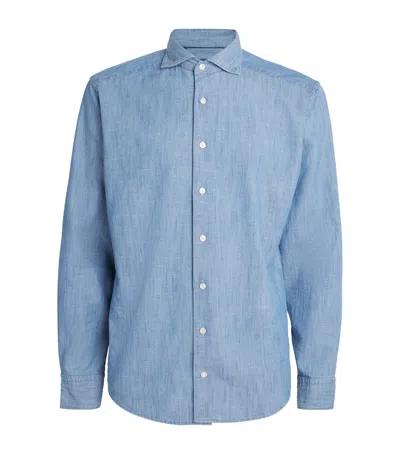 Eton Denim Twill Slim Shirt In Blue