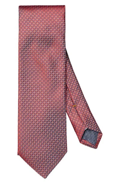 Eton Diamond Silk Tie In Medium Red