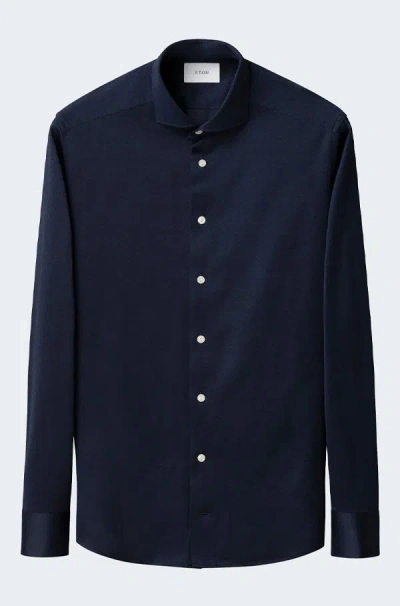 Eton Filo Di Scozia Shirt In Navy In Blue