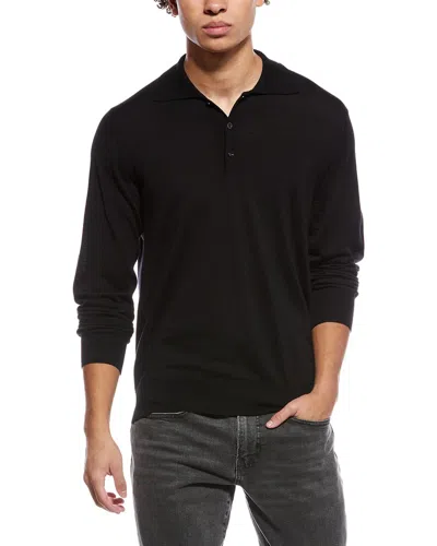 Eton Fine Knit Wool Polo Shirt In Black