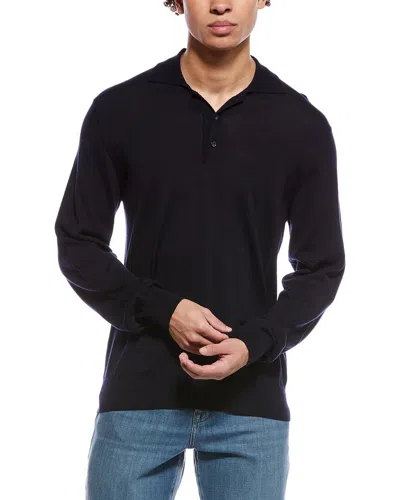 Eton Fine Knit Wool Polo Shirt In Black