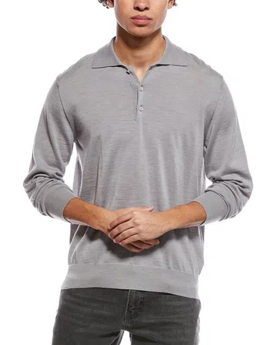 Eton Fine Knit Wool Polo Shirt In Gray