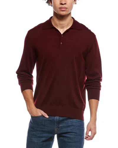 Eton Fine Knit Wool Polo Shirt In Brown