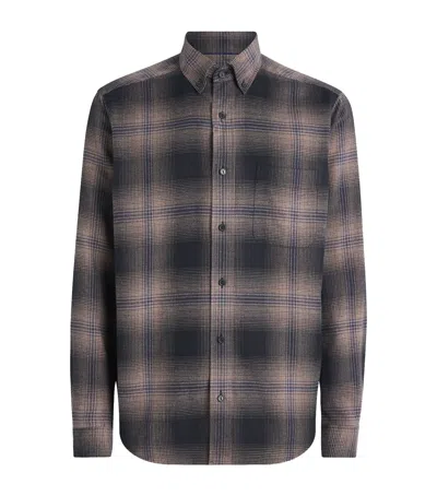 Eton Flannel Check Shirt In Navy