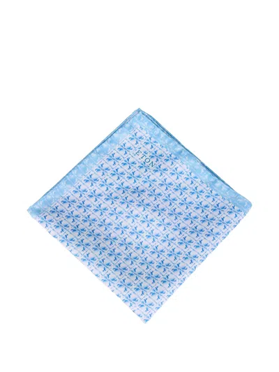 Eton Floral-detail Pocket Square In Blue
