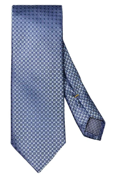 Eton Floral Geometric Silk Tie In Blue