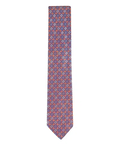 Eton Floral Geometric Tie In Pink