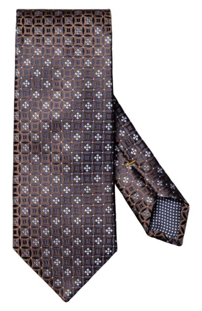Eton Floral Medallion Silk Tie In Brown