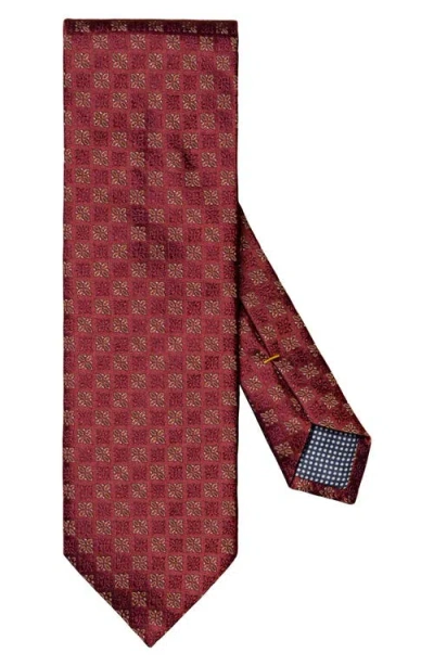 Eton Floral Medallion Silk Tie In Medium Red