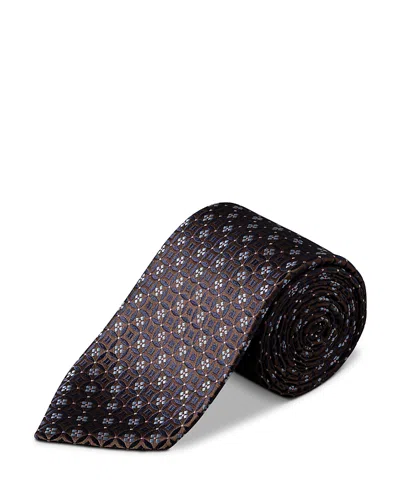 Eton Floral Medallion Woven Silk Tie In Brown