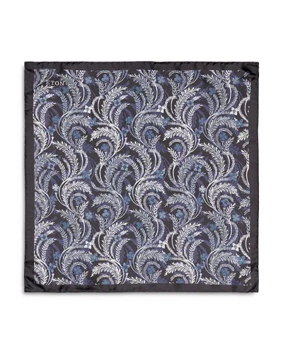 Eton Floral Paisley Pocket Square In Dark Blue
