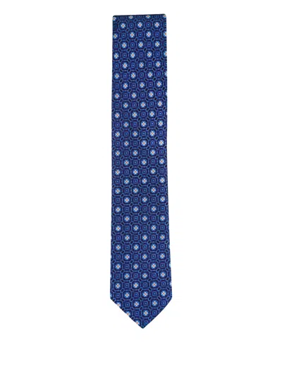 Eton Floral-pattern Tie In Blue