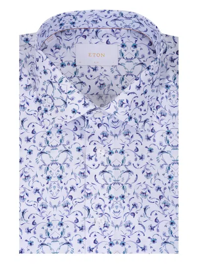 Eton Floral-print Shirt In Blue