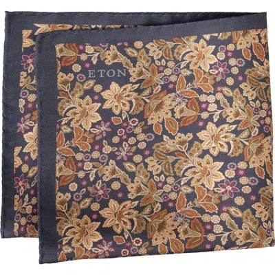 Eton Floral Silk Pocket Square In Blue