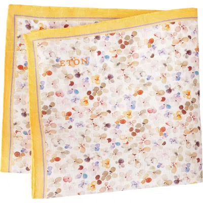 Eton Floral Silk Pocket Square In Light Yellow