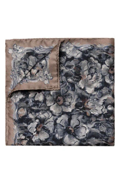 Eton Floral Silk Pocket Square In Medium Brown