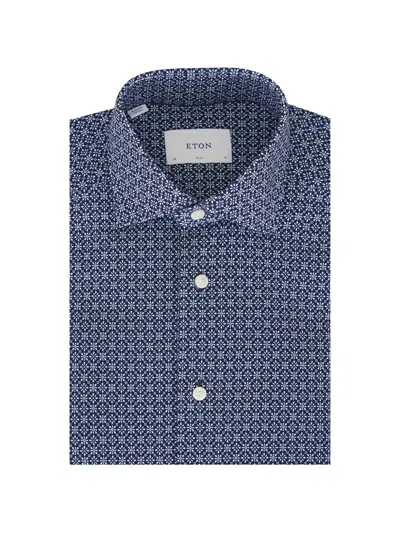 Eton Floral-print Shirt In Blue