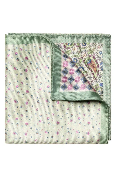 Eton Four-in-one Paisley Silk Pocket Square In Green