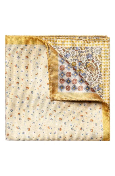 Eton Four-in-one Paisley Silk Pocket Square In Lt/ Pastel Yellow