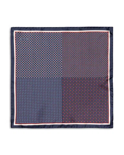 Eton Four Sided Silk Pocket Square In Navy Blue