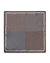 Eton Four Sided Silk Pocket Square In Off White/brown