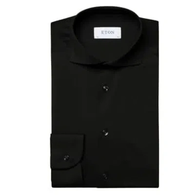 Eton Four Way Stretch Contemporary Fit Shirt In Black