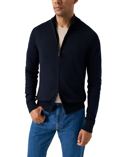 Eton Full Zip Knit Cardigan In Blue