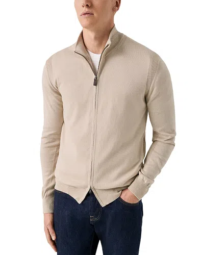 Eton Full Zip Knit Cardigan In Brown