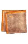 Eton Geo Silk Pocket Square In Brown