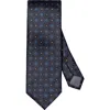 Eton Geometric Grid Silk Tie In Blue