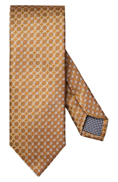 Eton Geometric Jacquard Silk Tie In Gold