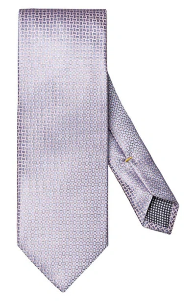 Eton Geometric Jacquard Silk Tie In Purple