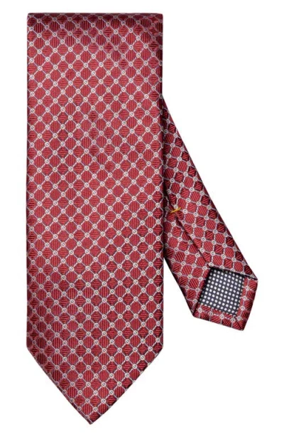 Eton Geometric Jacquard Silk Tie In Red